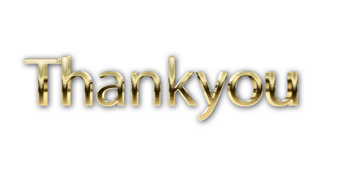 3D WORD THANKYOU gold text effects art typography PNG images free